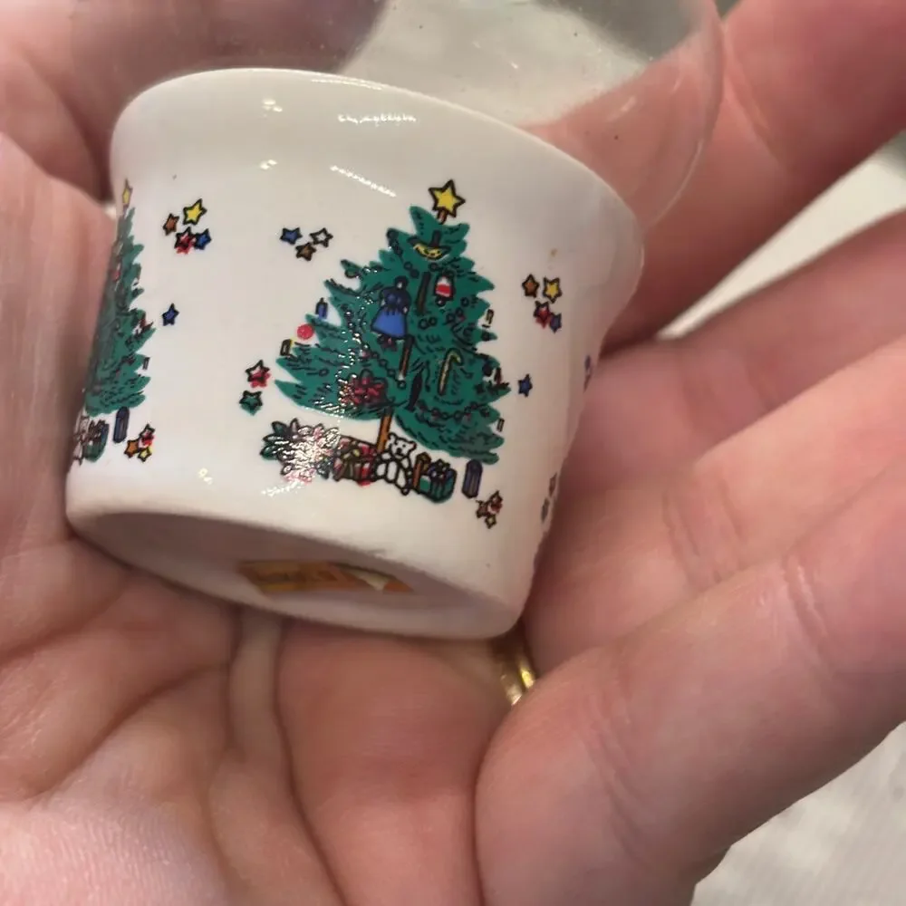 Vintage Christmas Mini Hurricane Lamp Original Box Taiwan Tree Scene Collectible